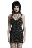 Adjustable Punk Body Harness Dress with Metal Chain Detail
