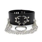 Adjustable Rivet Choker with Multi-Layered Chain and O-Ring / BDSM Collars in Different Colors