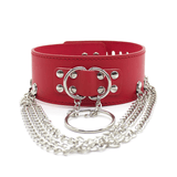 Adjustable Rivet Choker with Multi-Layered Chain and O-Ring / BDSM Collars in Different Colors - EVE's SECRETS