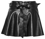 Adorable Spiked PU Leather Mini Skirt with Detachable Bow