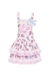 Adorable Teddy Bear Pink Dress with a Gathered Bodice Design