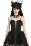 Alluring Lace-Up Black Corset with Ruffle Detailing