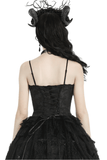 Alluring Lace-Up Black Corset with Ruffle Detailing