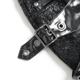 Alternative Buckled Black Vinyl Mini Skirt for Women