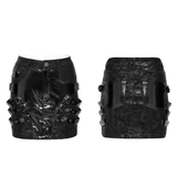Alternative Buckled Black Vinyl Mini Skirt for Women