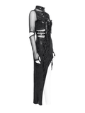 Asymmetrical Dress with Front Zipper and Buckle Details