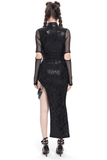 Asymmetrical Dress with Front Zipper and Buckle Details