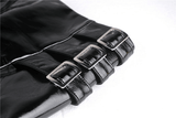 Asymmetrical Hemline Patent Leather Gothic Mini Skirt
