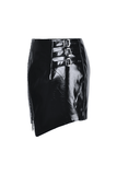 Asymmetrical Hemline Patent Leather Gothic Mini Skirt
