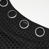 Asymmetrical Mesh Punk Top with Metal Eyelets and Detailing