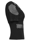 Asymmetrical Mesh Punk Top with Metal Eyelets and Detailing