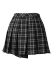 Asymmetrical Plaid Skirt with Pin Embellishments