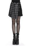 Asymmetrical Plaid Skirt with Pin Embellishments