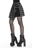 Asymmetrical Plaid Skirt with Pin Embellishments