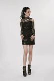 Asymmetrical Punk Mesh Layered Top with Hollowed Shoulders