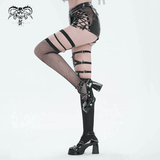 Asymmetrical Punk Socks with Studs and Garter for Women