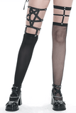 Asymmetrical Punk Socks with Studs and Garter for Women