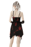 Asymmetrical Red and Black Strap Dress with Punk Rock Flair