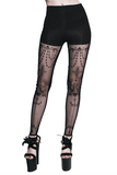 Elegante Gothic-Leggins mit barocken Mustern / Sexy Damen-Hose mit elastischem Bund in Schwarz
