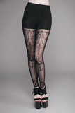 Elegante Gothic-Leggins mit barocken Mustern / Sexy Damen-Hose mit elastischem Bund in Schwarz