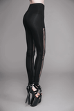 Leggins gothiques élégants avec motifs baroques / Pantalon taille élastique noir pour femmes sexy