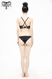 Sexy zweiteiliger Badeanzug mit verstellbaren, gekreuzten Trägern am Rücken / Damen-Bikini in Fledermausform vorne