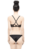 Sexy zweiteiliger Badeanzug mit verstellbaren, gekreuzten Trägern am Rücken / Damen-Bikini in Fledermausform vorne