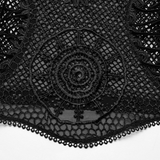 Black Camisole with Lace and Mesh Embroidered Sunflowers