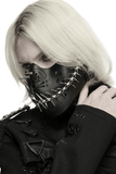 Black Cyberpunk Jaw Mask with Chain Fang and Spikes