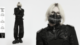 Black Cyberpunk Jaw Mask with Chain Fang and Spikes
