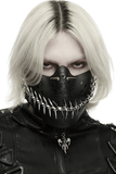 Black Cyberpunk Jaw Mask with Chain Fang and Spikes