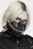 Black Cyberpunk Jaw Mask with Chain Fang and Spikes