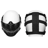 Black Cyberpunk Jaw Mask with Chain Fang and Spikes