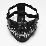 Black Cyberpunk Jaw Mask with Chain Fang and Spikes