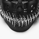 Black Cyberpunk Jaw Mask with Chain Fang and Spikes