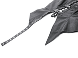 Black Faux Leather Lace-up Top With Buckles in Gothic Style