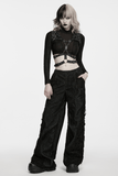 Black Faux Leather Punk Harness with Metal Accents