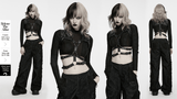 Black Faux Leather Punk Harness with Metal Accents