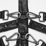 Black Faux Leather Punk Harness with Metal Accents