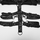 Black Faux Leather Punk Harness with Metal Accents