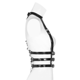 Black Glossy Spine Harness with Eyelets for Women