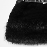 Black Goth Faux Fur Mini Skirt with Edgy Studded Belt
