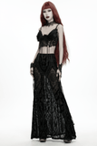 Black Gothic Angel Wing Crop Top with Feather Lace