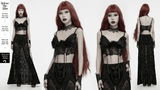 Black Gothic Angel Wing Crop Top with Feather Lace