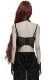 Black Gothic Angel Wing Crop Top with Feather Lace