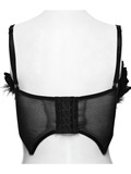 Black Gothic Angel Wing Crop Top with Feather Lace