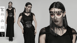 Black Gothic Cross Chain Headpiece with Tassel Face Veil