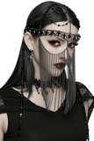 Black Gothic Cross Chain Headpiece with Tassel Face Veil