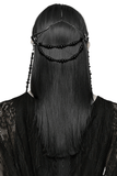 Black Gothic Cross Chain Headpiece with Tassel Face Veil