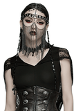 Black Gothic Cross Chain Headpiece with Tassel Face Veil